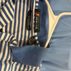 DIWOTS Blue and White Striped Casual Button Down Shirt